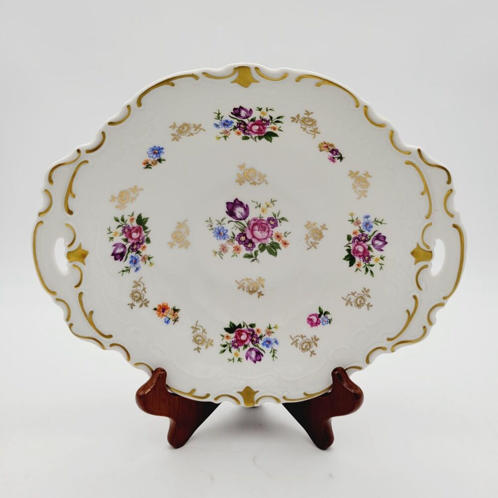 Reichenbach Vtg Porcelain Handled Serving Bowl/Plate German Democratic Republic